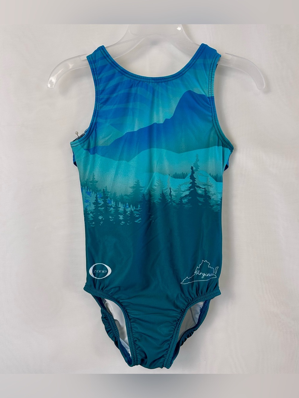 OZone Girls Gymnastics Leotard Blue Mountain Forest Print / Virginia / AXS